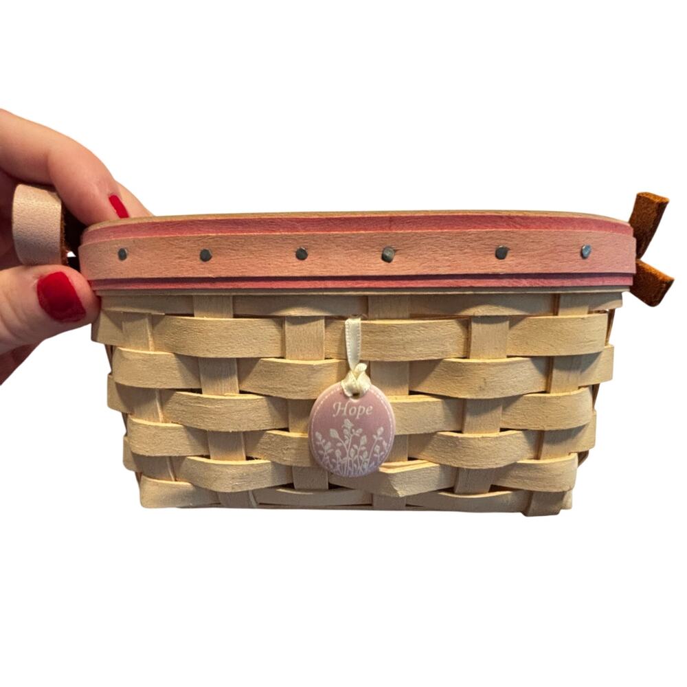 Longaberger American Cancer Society Hope Basket beige pink protector charm 2005